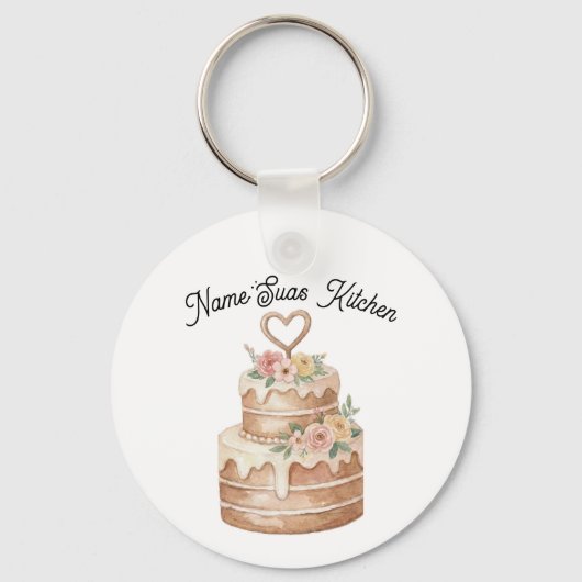 personalized Cake Keychain  Custom Name Baker Gift Schlüsselanhänger (Rückseite)