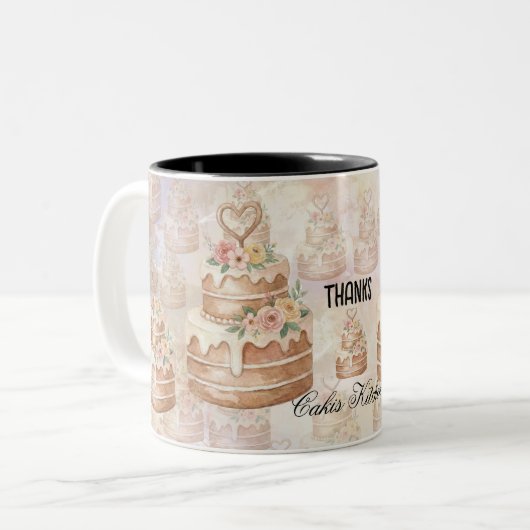 personalized Cake Mug - Custom Name Baker Gift Zweifarbige Tasse (Vorderseite Links)