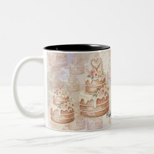 personalized Cake Mug - Custom Name Baker Gift Zweifarbige Tasse (Links)