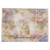 Personalized Cake Shop Gift Bag - Pink & Beige Bak Große Geschenktüte (Rückseite)