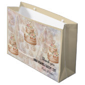 Personalized Cake Shop Gift Bag - Pink & Beige Bak Große Geschenktüte (Vorderseite Schrägansicht)
