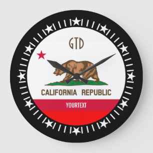Personalized California State Flag Design on a Große Wanduhr