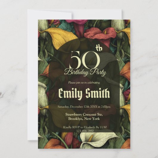 Personalized Call Lilies Floral 90Th Birthday Einladung (Vorderseite)