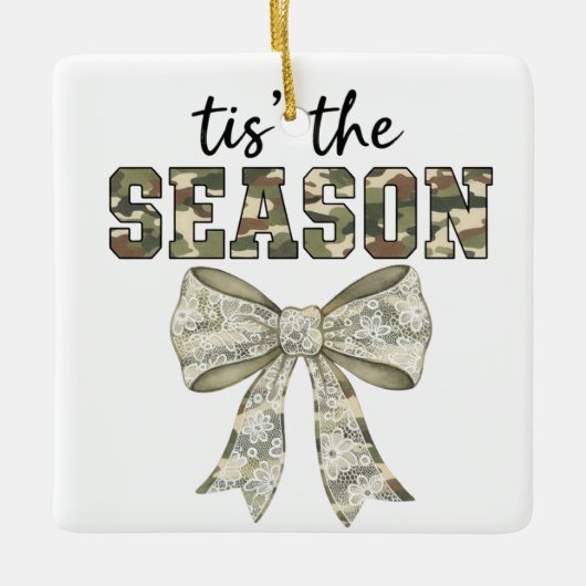 Personalized Camo "Tis the Season" Photo Keramikornament (Vorderseite)