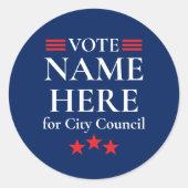 Personalized Campaign Election Runder Aufkleber (Vorderseite)