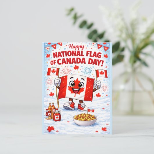 Personalized Canada Flag Day Postcard Postkarte (Stehend Vorderseite)