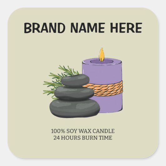 Personalized Candle Label | Custom Brand Name Here Quadratischer Aufkleber (Vorderseite)