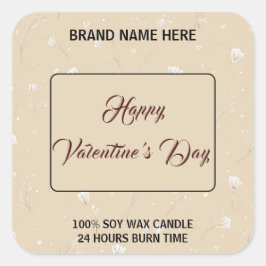 Personalized Candle Label Happy Valentine’s Day Quadratischer Aufkleber