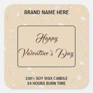 Personalized Candle Label Happy Valentine’s Day Quadratischer Aufkleber