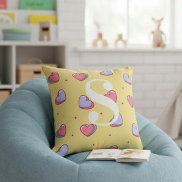 Personalized Candy Heart Pink and Yellow  Kissen