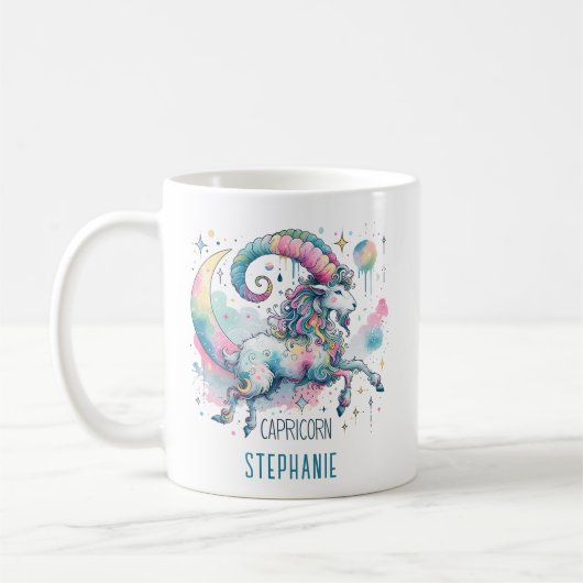 Personalized Capricorn Zodiac Goat Astrology Kaffeetasse (Links)