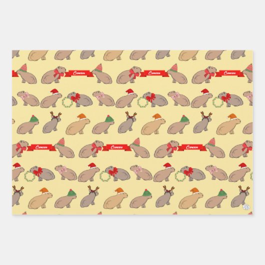 Personalized Capybara Cute Wildlife Christmas Geschenkpapier Set (Vorderseite 2)