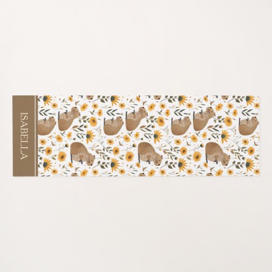 Personalized Capybara Floral Yogamatte (Rückseite (Horizontal))