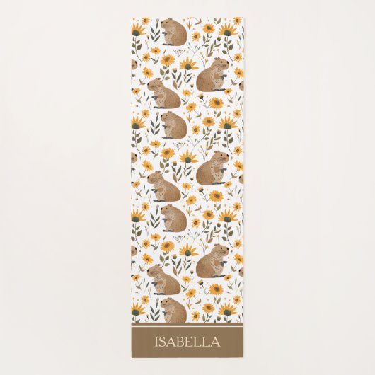 Personalized Capybara Floral Yogamatte (Rückseite)