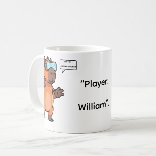 Personalized Capybara Gamer Coffee Cup Kaffeetasse (Vorderseite Links)