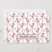 Personalized Carnation Floral Botanical Note Card Mitteilungskarte (Vorderseite)