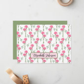 Personalized Carnation Floral Botanical Note Card Mitteilungskarte (Vorderseite/Rückseite Beispiel)