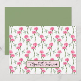 Personalized Carnation Floral Botanical Note Card Mitteilungskarte