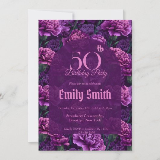 Personalized Carnation Floral Kids’ Birthday Einladung (Vorderseite)