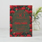 Personalized Carnation Floral Milestone Birthday Einladung (Stehend Vorderseite)