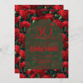 Personalized Carnation Floral Milestone Birthday Einladung (Vorne/Hinten)