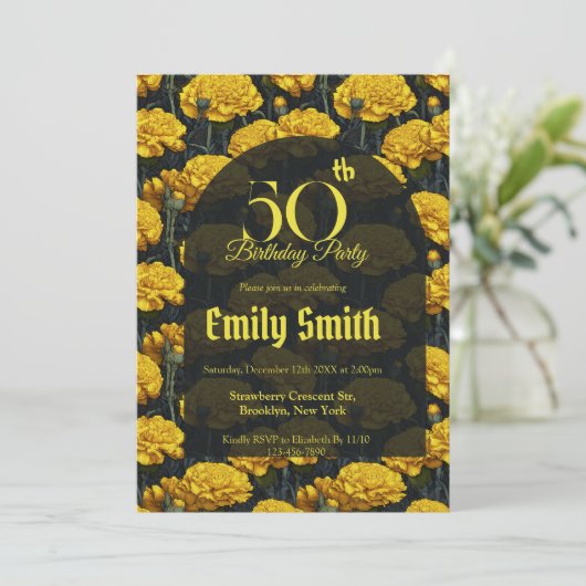 Personalized Carnation Petal Birthday Party Einladung (Stehend Vorderseite)