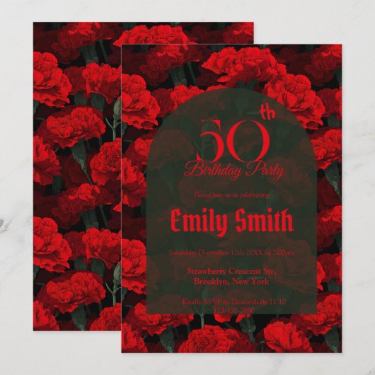 Personalized Carnation Sparkle 1St Birthday Einladung (Vorne/Hinten)