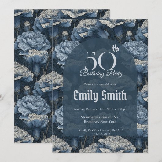 Personalized Carnation Sparkle Beach Party Einladung (Vorne/Hinten)