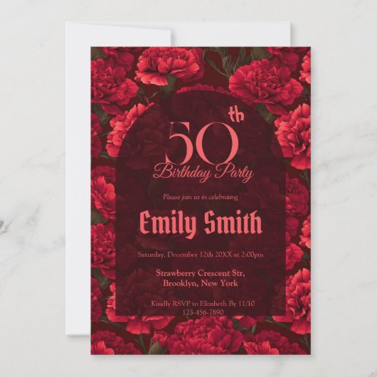 Personalized Carnation Themed Custom Birthday Einladung (Vorderseite)