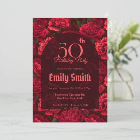 Personalized Carnation Themed Custom Birthday Einladung (Stehend Vorderseite)