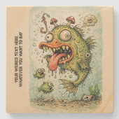 Personalized cartoon artwork weired fish Fun art Steinuntersetzer (Vorderseite)