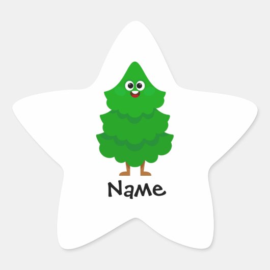 Personalized Cartoon Christmas Tree Kids Sticker (Vorderseite)