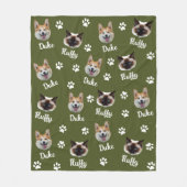 Personalized Cat and Dog Name and Photo,Pet Green Fleecedecke (Vorderseite)