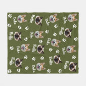 Personalized Cat and Dog Name and Photo,Pet Green Fleecedecke (Vorderseite (Horizontal))