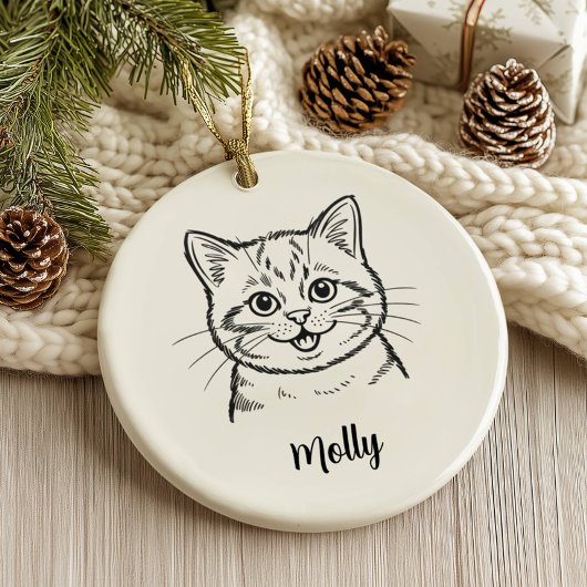 Personalized Cat Christmas Keramik Ornament