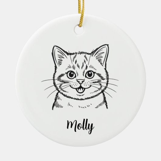 Personalized Cat Christmas Keramik Ornament (Vorne)
