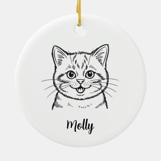 Personalized Cat Christmas Keramik Ornament (Hinten)