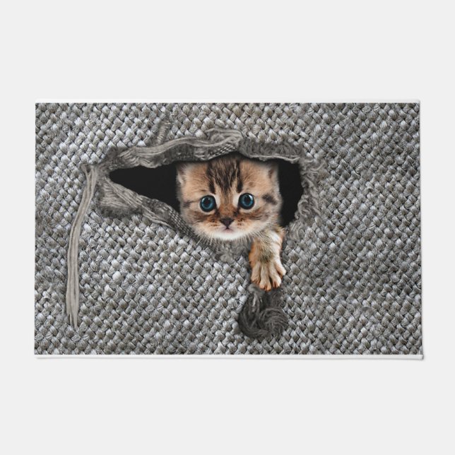 Personalized Cat Doormat, Cat Welcome Doormat Fußmatte (Vorderseite)