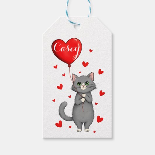 Personalized Cat Gift Tag with Name Geschenkanhänger (Vorderseite)