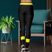 Personalized Cat Mom Pet Lover Yellow Stripe Black Leggings