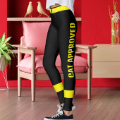 Personalized Cat Mom Pet Lover Yellow Stripe Black Leggings
