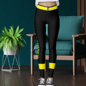 Personalized Cat Mom Pet Lover Yellow Stripe Black Leggings