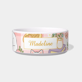 Personalized Cat Name Pastel Pink Bowl Ceramic Napf