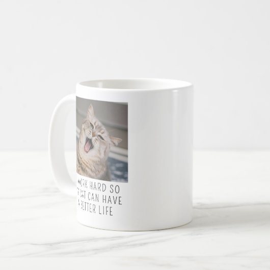 Personalized Cat Photo Custom Caption Funny Pet Kaffeetasse (Vorderseite Links)