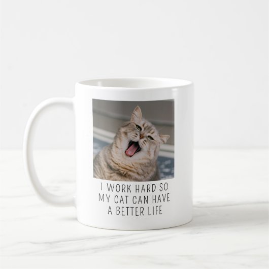 Personalized Cat Photo Custom Caption Funny Pet Kaffeetasse (Links)