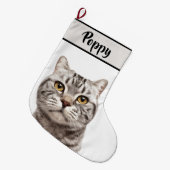 Personalized Cat Photo & Name Christmas Stocking Großer Weihnachtsstrumpf (Vorderansicht (hängend))