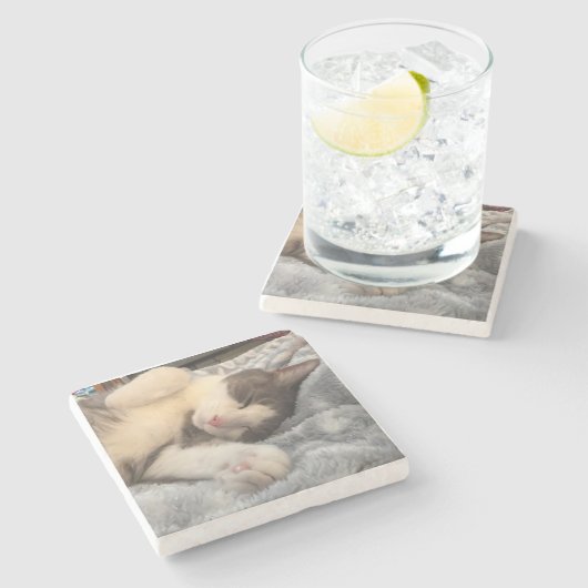 Personalized Cat Photo Pet Lover Gift Steinuntersetzer (Seitenansicht)