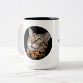 Personalized Cat Photo with Text | Custom Gift Zweifarbige Tasse (Vorderseite Links)