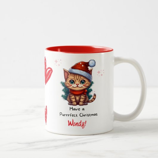 Personalized Cat Themed Christmas Mug Zweifarbige Tasse (Rechts)