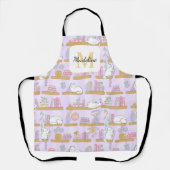Personalized Cats Books Girl Kitchen Purple Schürze (Vorderseite)